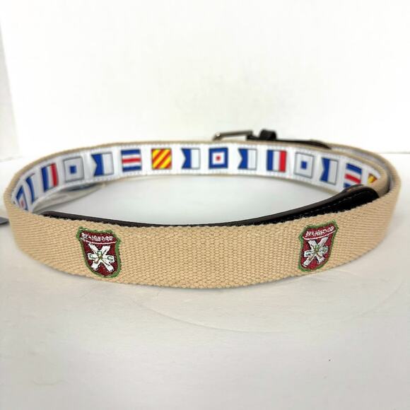 NWT- Castaway Nantucket Men's Bowsprit Belt Embroidered Bushwood Tan SZ 42 - Picture 6 of 8